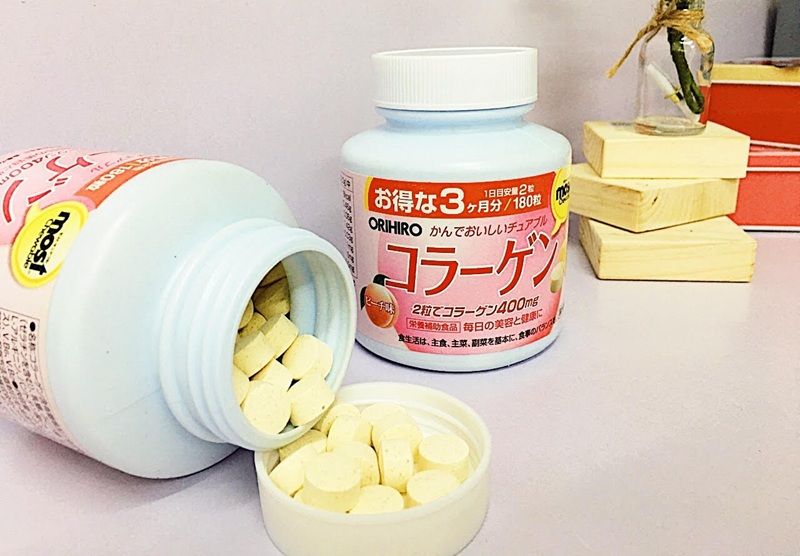 Viên uống collagen của Orihiro có dạng nén, tiện lợi và được người dùng Việt ưa chuộng