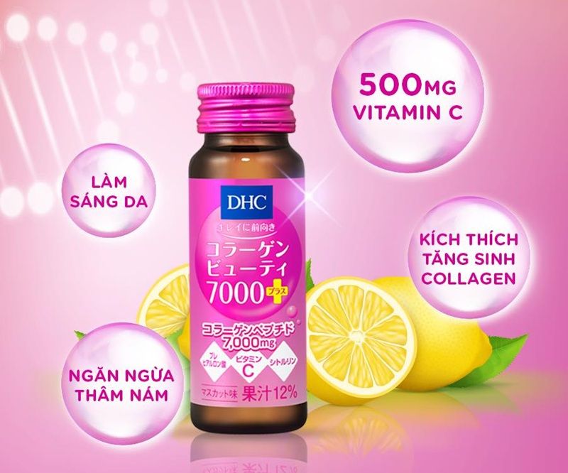 Collagen nước DHC Beauty 7000 cung cấp 7000mg collagen peptide cùng các dưỡng chất khác