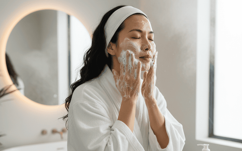 Làm sạch da hỗn hợp thiên dầu bằng sữa rửa mặt
