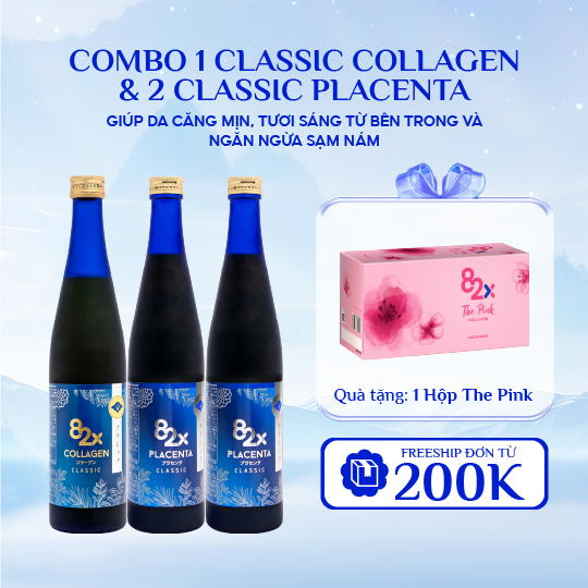 [Combo 3 Chai] Nước Uống Collagen 82X Bao Gồm 2 PLACENTA CLASSIC + 1 COLLAGEN CLASSIC (500ml/Chai)