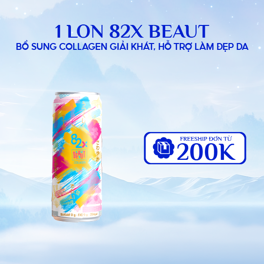 Thực phẩm giải khát bổ sung Collagen 82X Beaut vị ổi hồng, bổ sung Vitamin C (245ml/Lon)